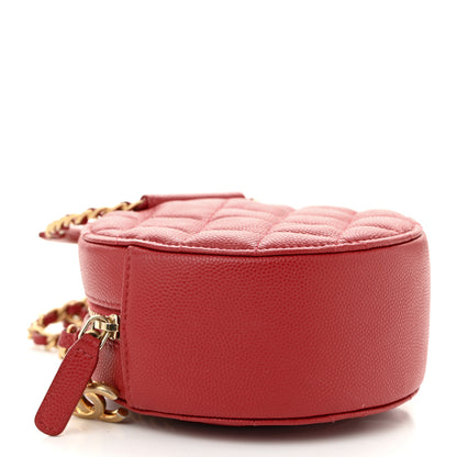 Chanel Caviar Quilted Chain Handle Round Clutch With Chain Bag  Red 4 of 10