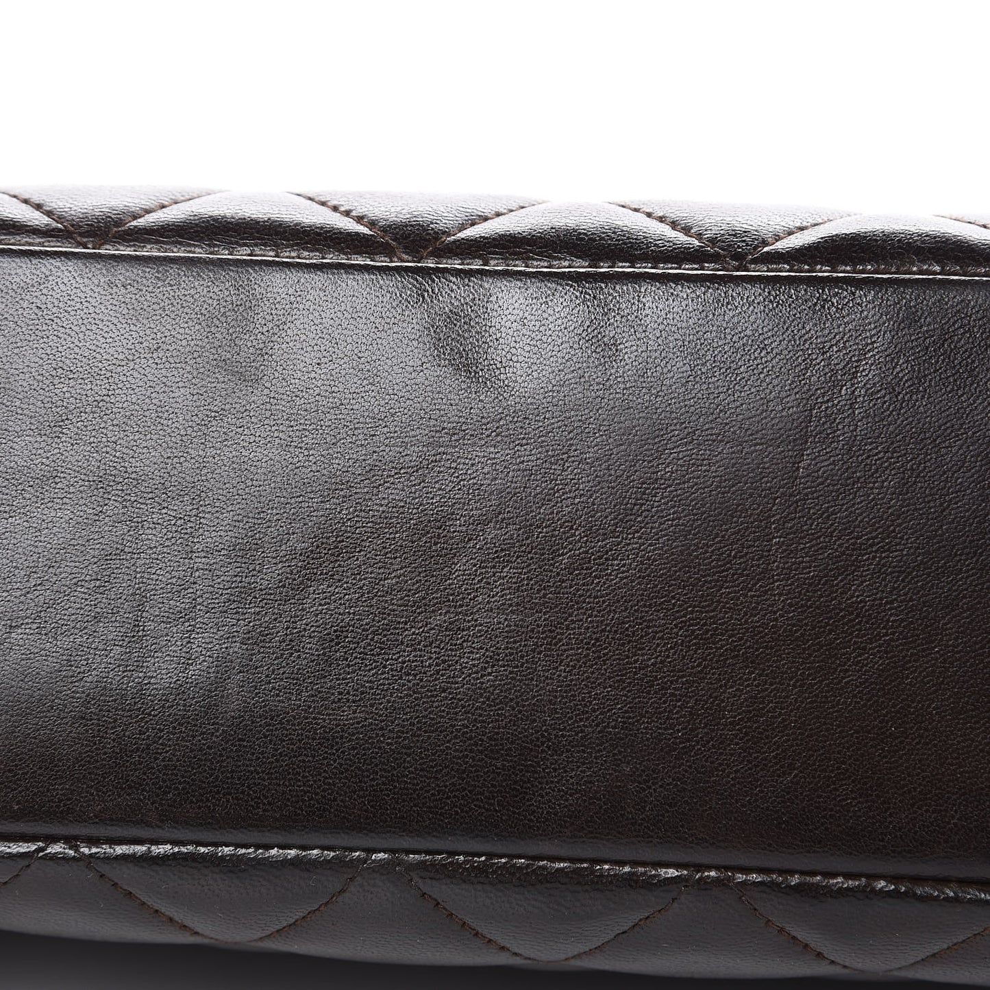 Lambskin Quilted Shoulder Bag Dark Brown