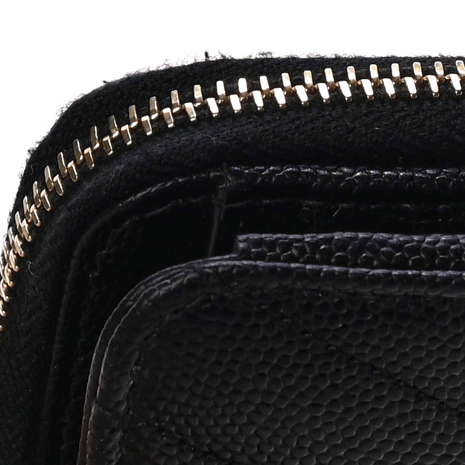 Saint Laurent Grain De Poudre Matelasse Chevron Monogram Compact Zip Around Wallet Black 11 of 11