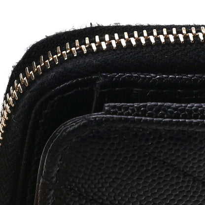 Saint Laurent Grain De Poudre Matelasse Chevron Monogram Compact Zip Around Wallet Black 11 of 11