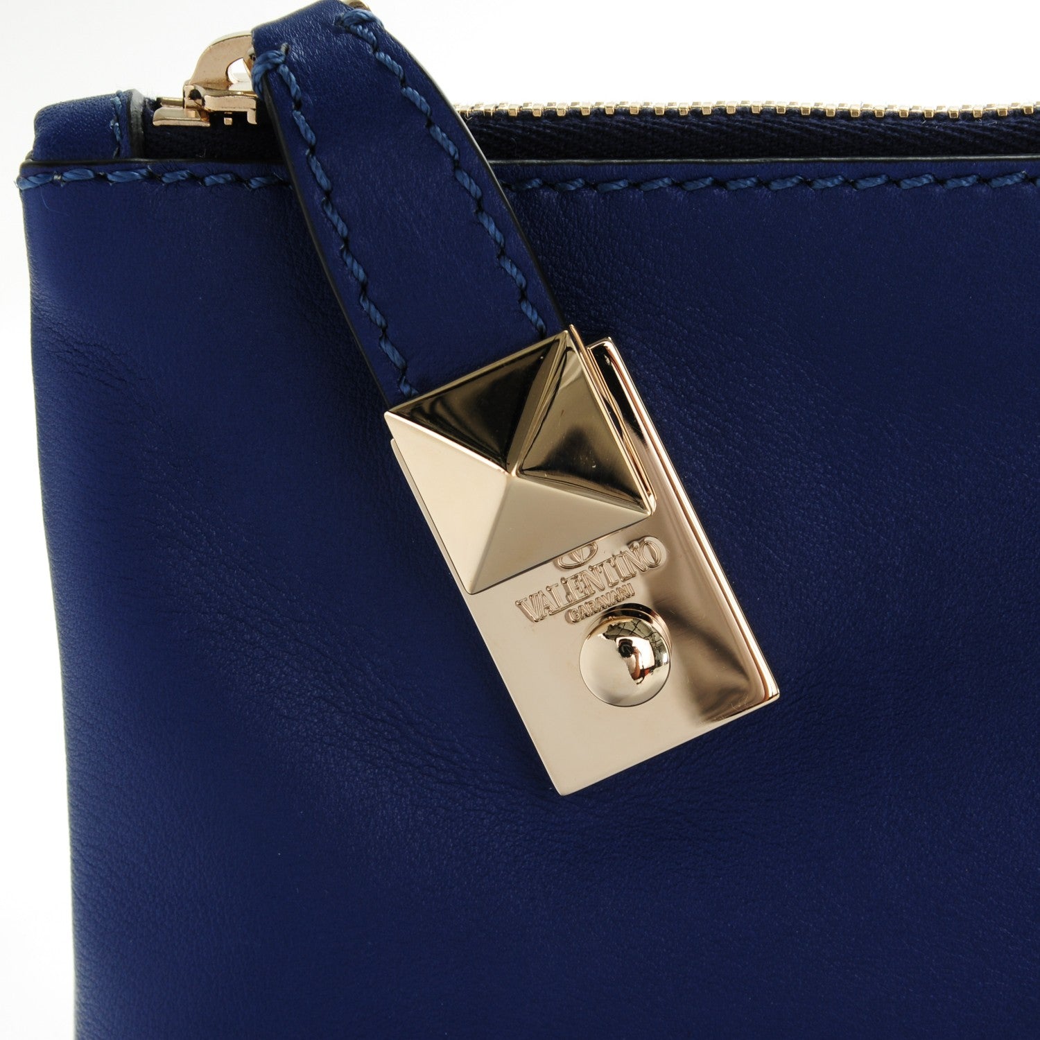 Valentino Garavani Calfskin Zip Wristlet Pouch Blue 5 of 6