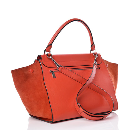 Celine Drummed Calfskin Suede Medium Trapeze Vermillion 4 of 13