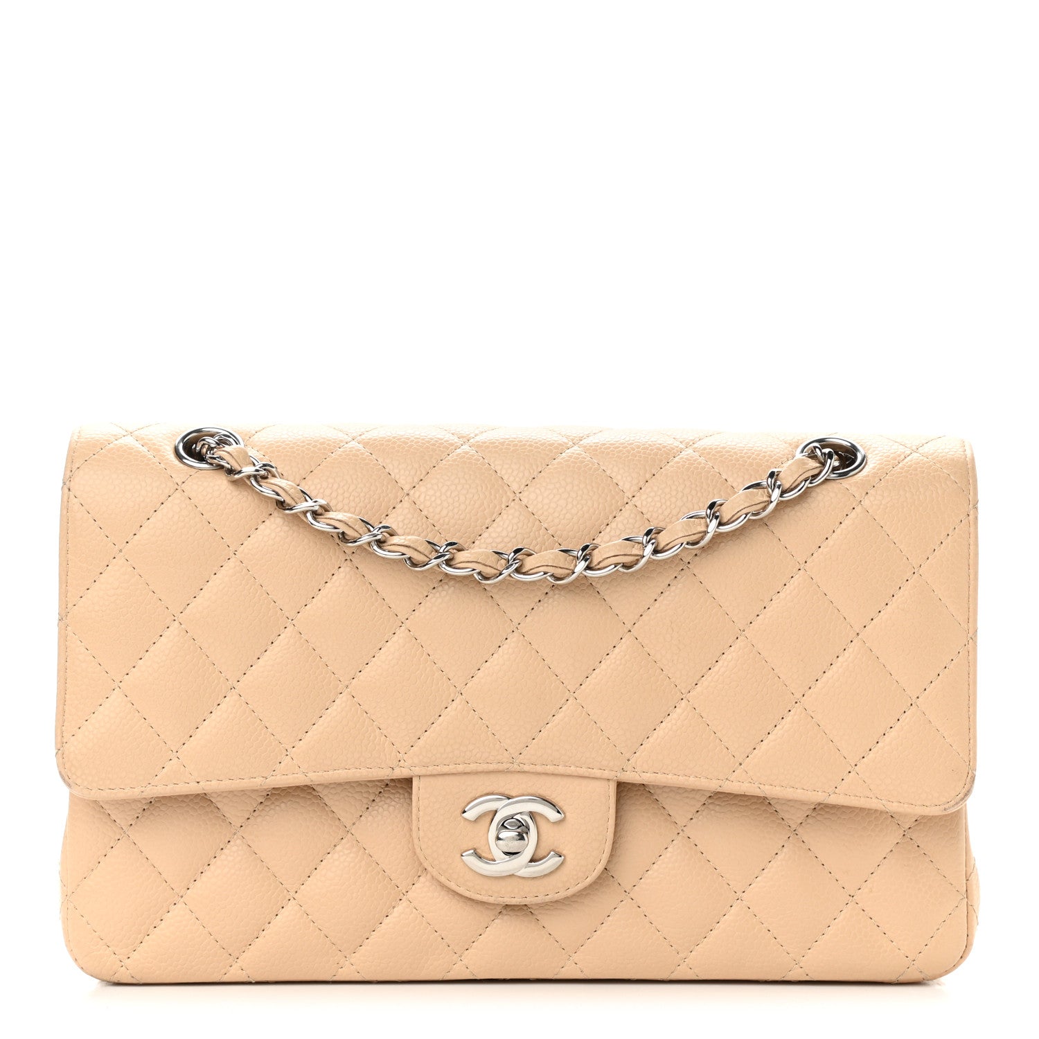 Chanel Caviar Quilted Medium Double Flap Beige 1 of 12