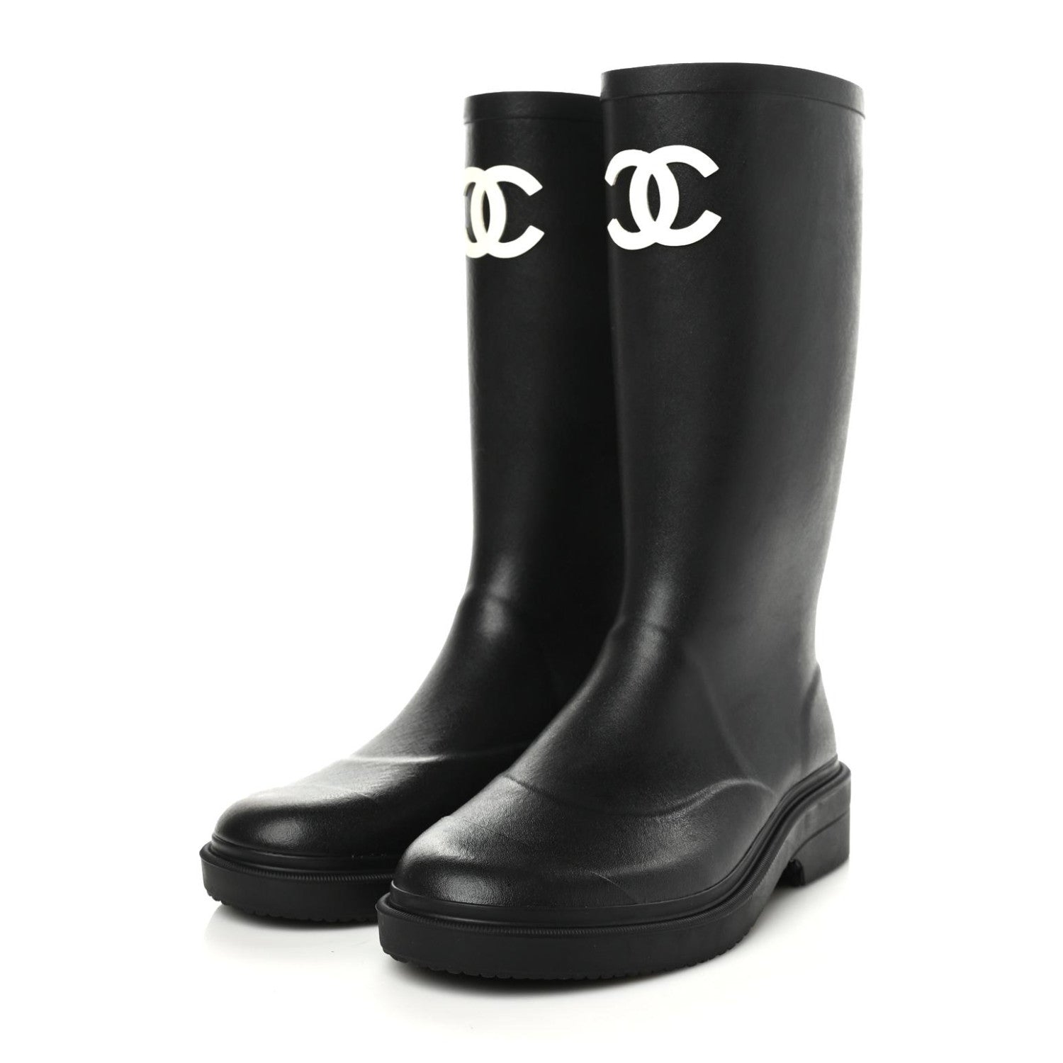 Chanel Caoutchouk CC High Boots 38 Black 3 of 8