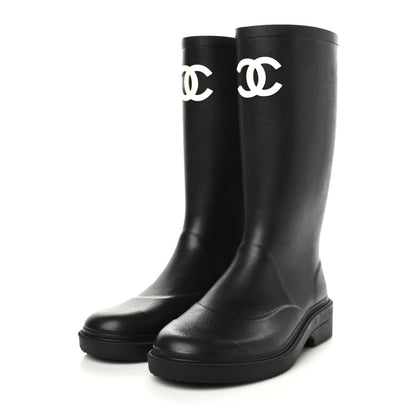 Chanel Caoutchouk CC High Boots 38 Black 3 of 8