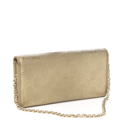 Gucci Imprime Monogram GG Pierce Chain Clutch Wallet Champagne 2 of 10