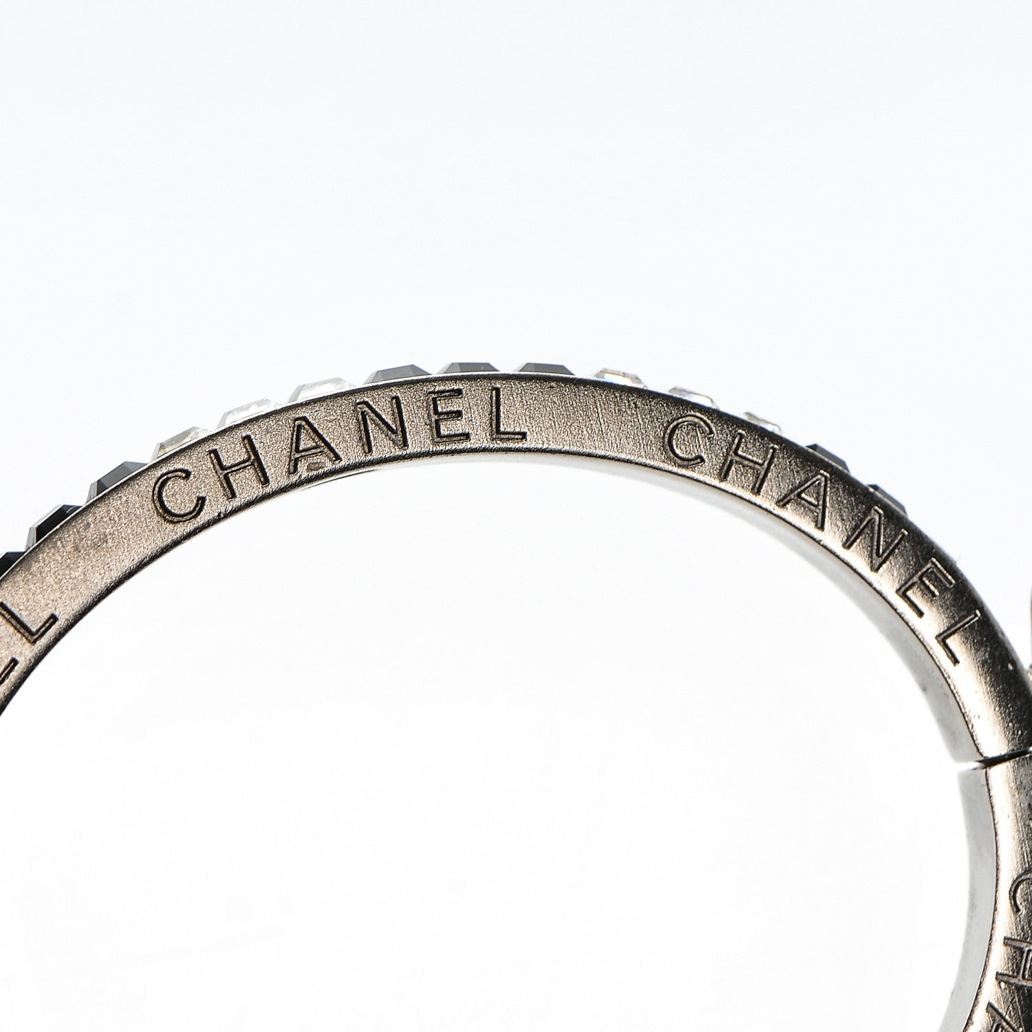 Chanel Baguette Crystal Bangle Silver Black 6 of 6