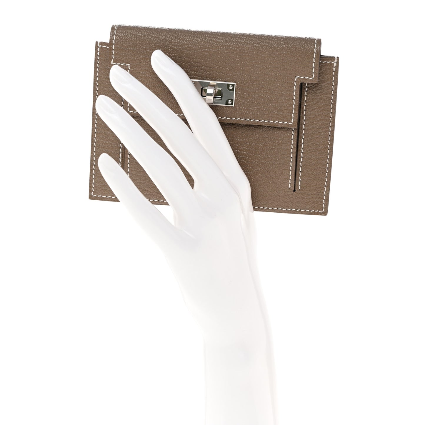 Chevre Chandra Kelly Pocket Compact Wallet Etoupe