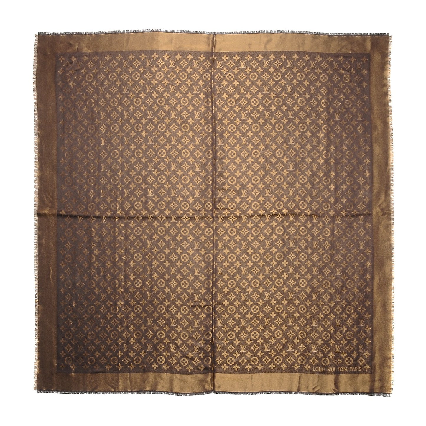 Silk Lurex Wool Monogram Shine Shawl Brown