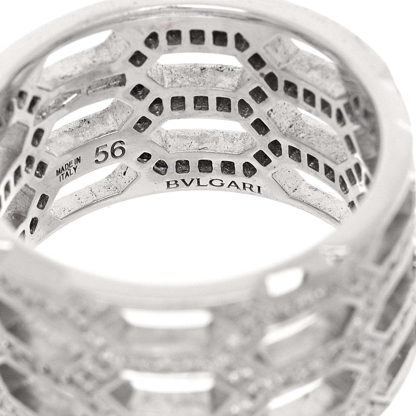 18K White Gold Diamond Serpenti Seduttori Pave Ring 56 7.5