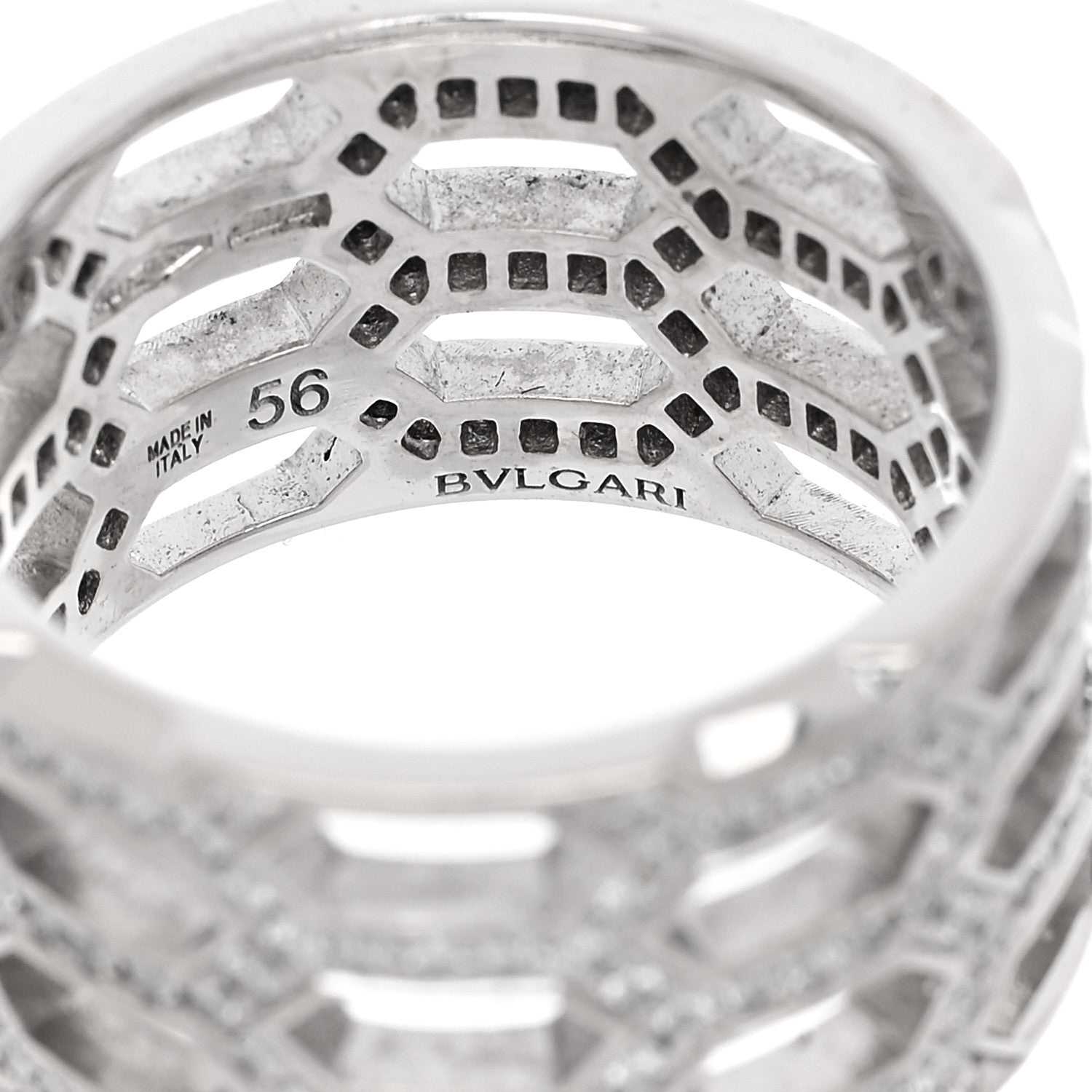 Bulgari 18K White Gold Diamond Serpenti Seduttori Pave Ring 56 7.5 5 of 6