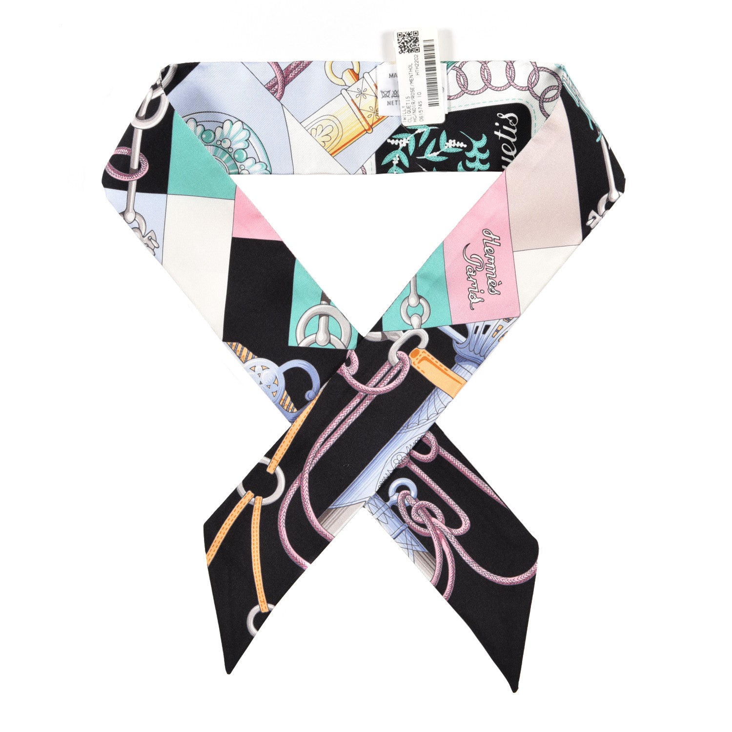 Hermes Silk Cliquetis Twilly Black Rose Menthol 1 of 4