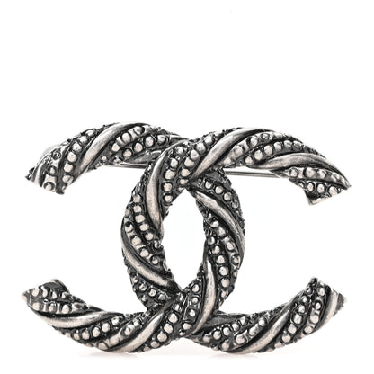 Chanel Ruthenium Twisted CC Brooch Silver 1 of 3