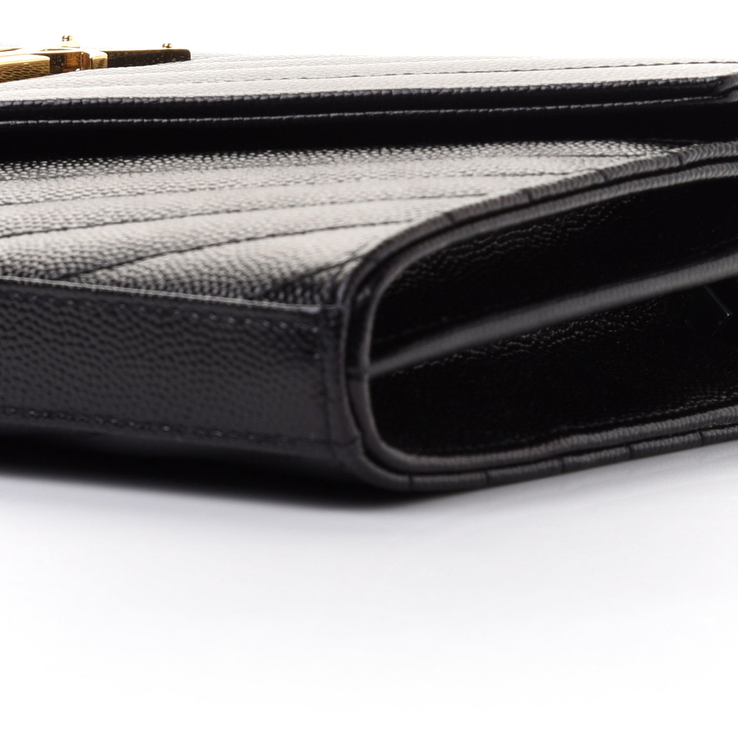 Grain De Poudre Matelasse Chevron Monogram Chain Wallet Black