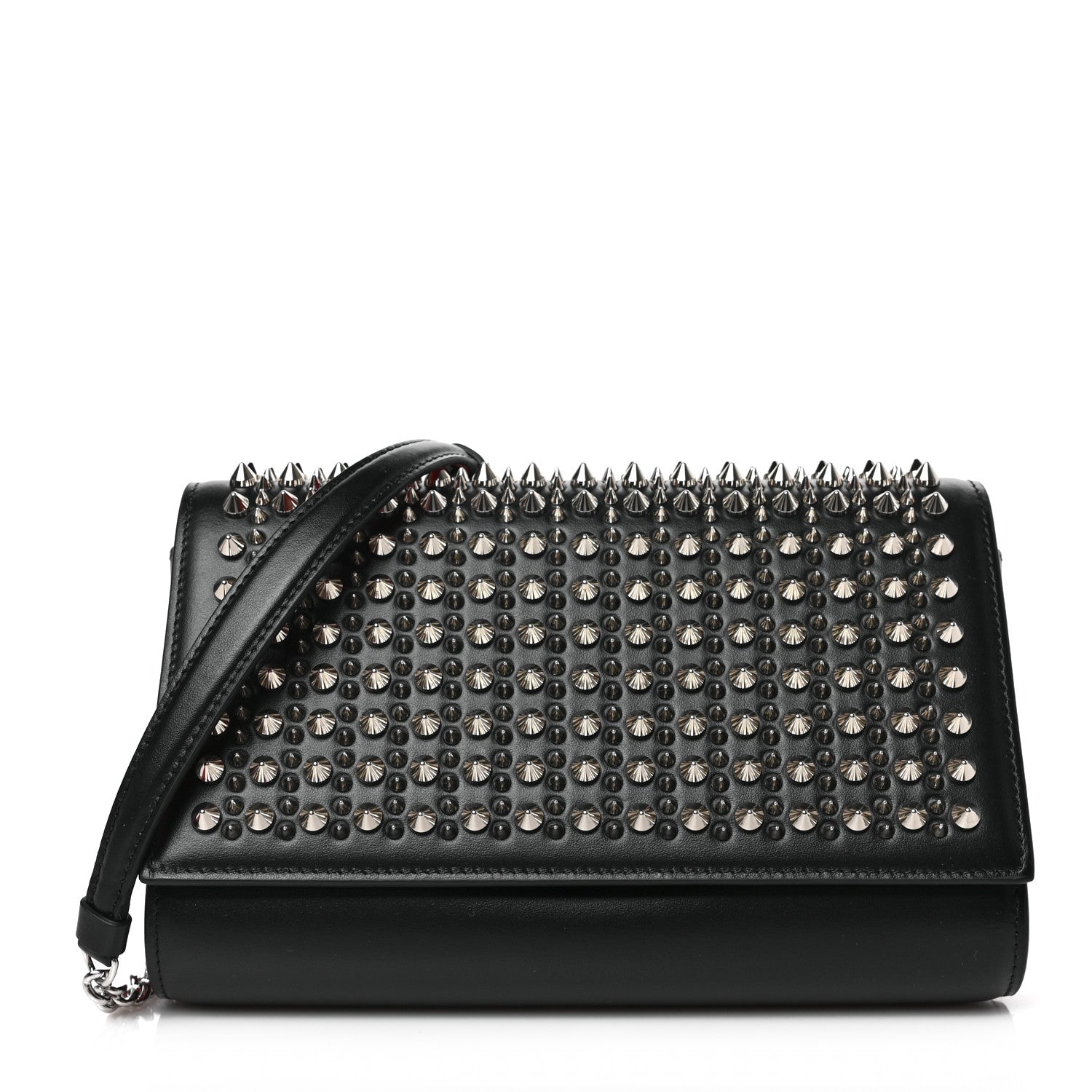 Christian Louboutin Calfskin Patent Spikes Paloma Clutch Clutch Black 1 of 8