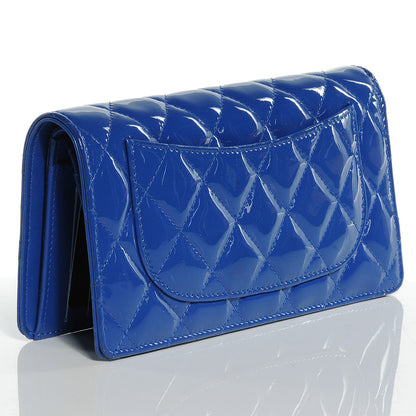 Chanel Patent Quilted Yen Wallet Dark Blue 3 of 8