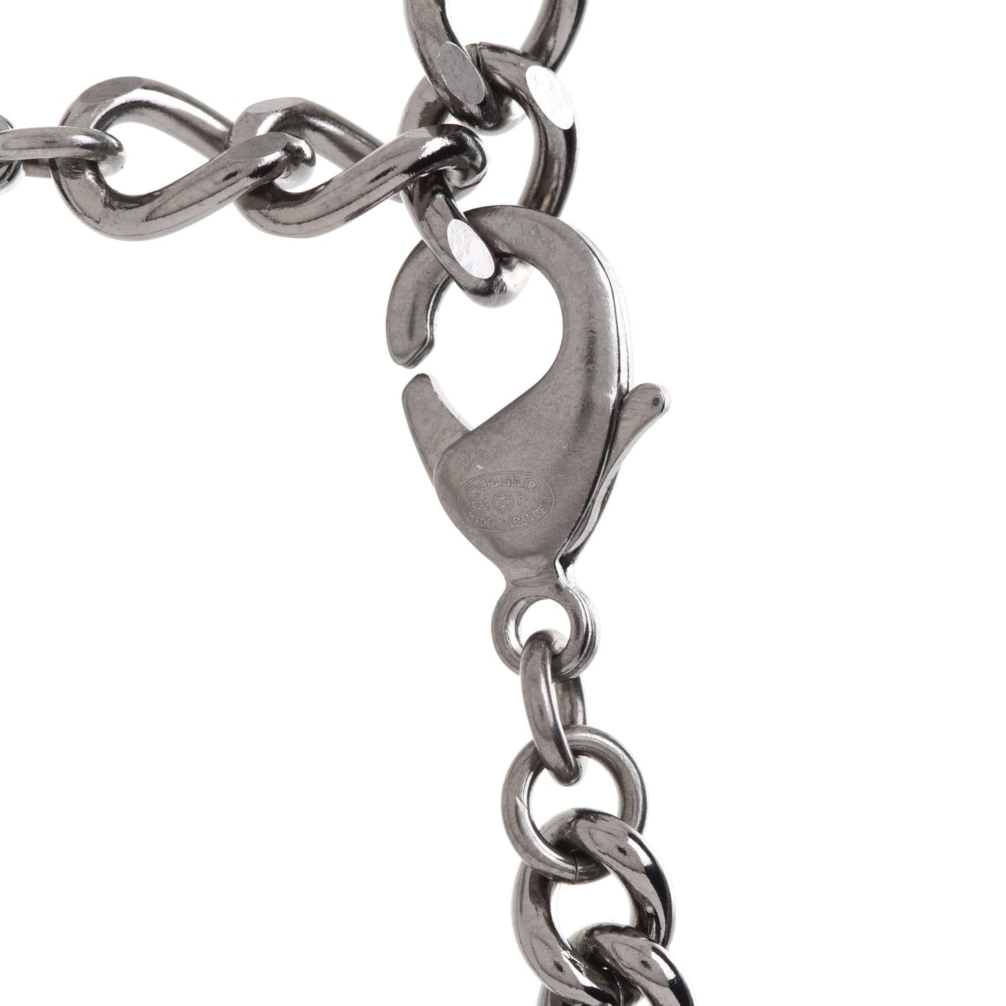 Ruthenium Crystal Chain CC Lucky Charms Choker Silver