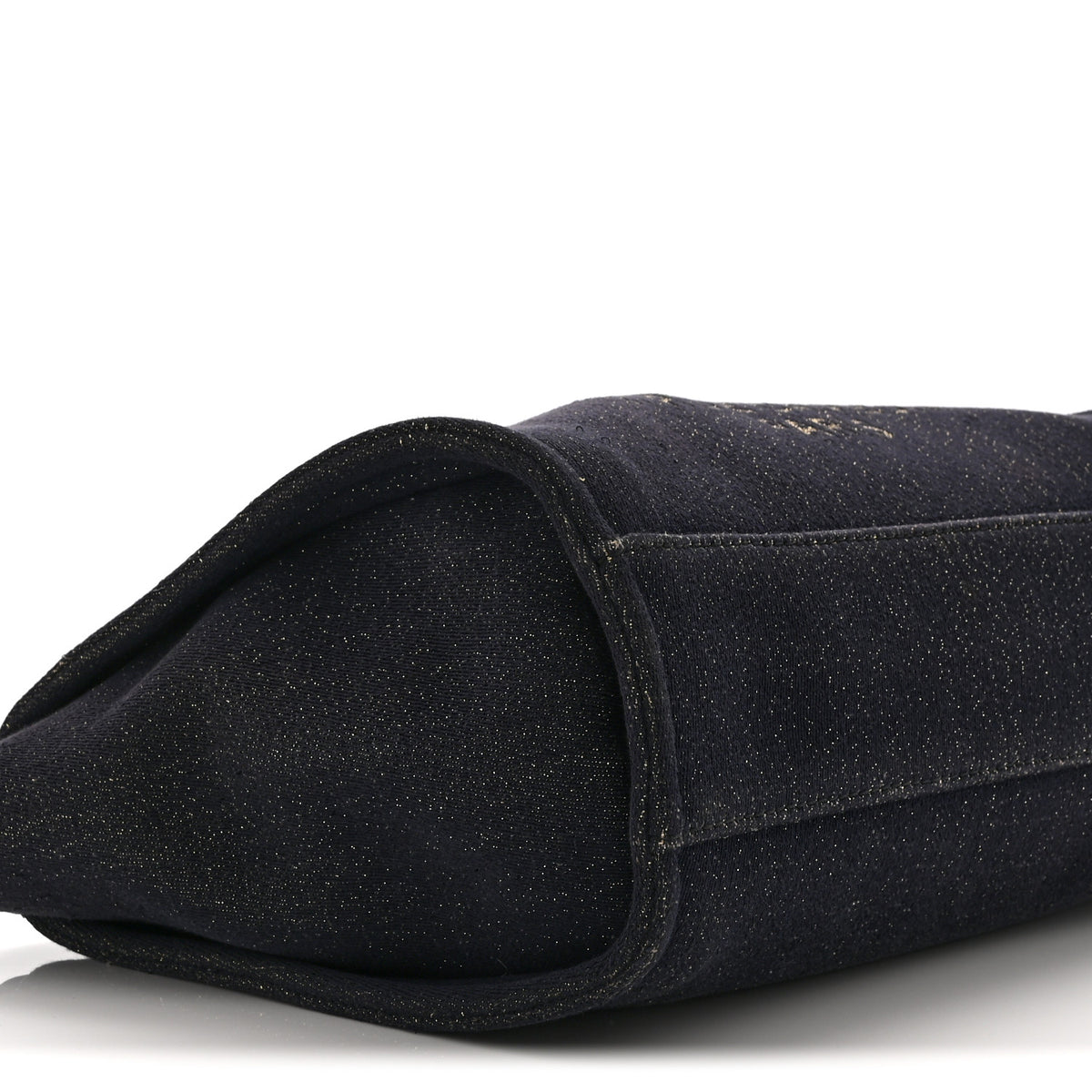 Chanel Lurex Canvas Small Deauville Tote Navy Blue Gold 9 of 10
