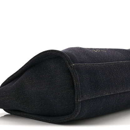 Chanel Lurex Canvas Small Deauville Tote Navy Blue Gold 9 of 10