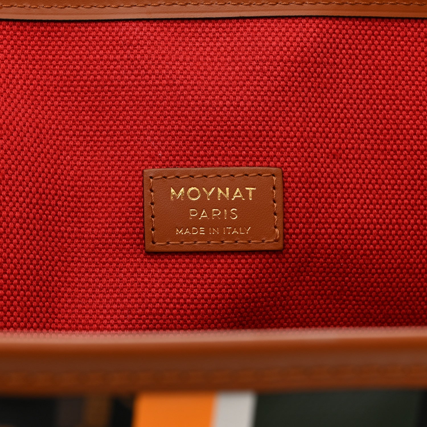 Moynat Grained Calfskin Canvas 1920 Oh! Tote Ruban MM Carbon Bronze Cognac 6 of 10