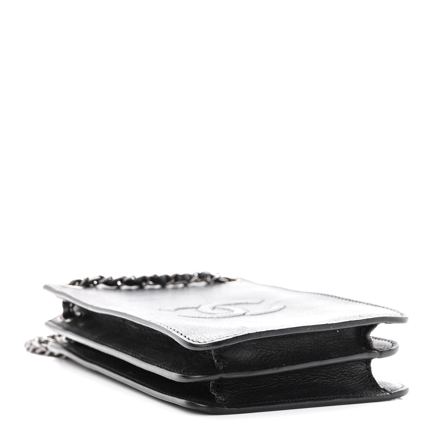 Calfskin CC Phone Holder Crossbody Black