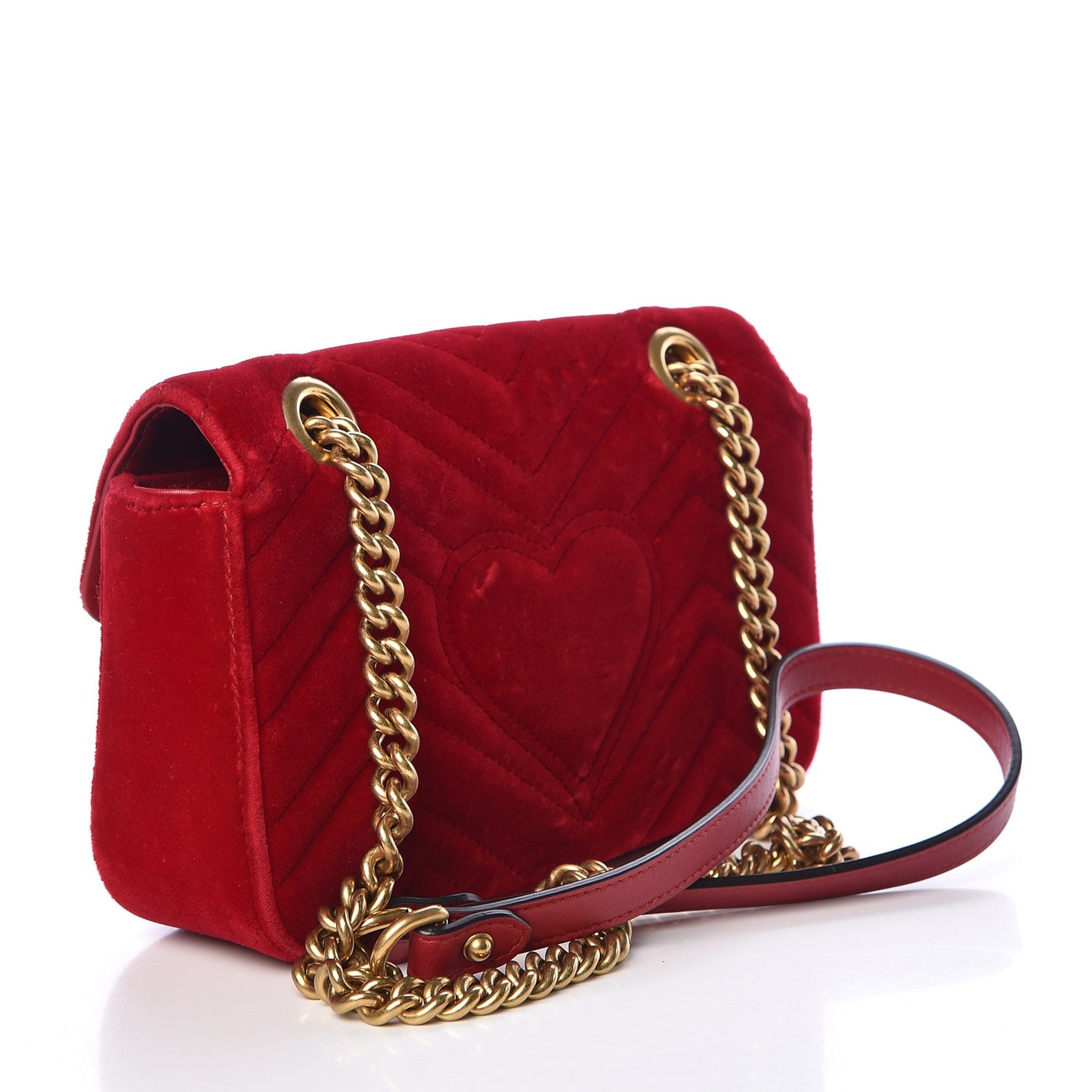 Velvet Matelasse Mini GG Marmont Shoulder Bag Hibiscus Red