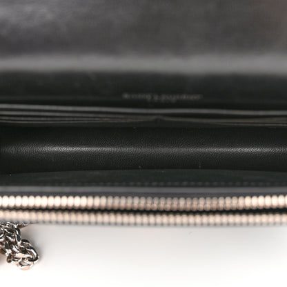 Saint Laurent Calfskin Crocodile Embossed Medium Classic Monogram Kate Tassel Satchel Black 5 of 11