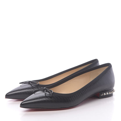 Christian Louboutin Calf Zarli Nappa Grosgrain Spiked Hall Flats 36.5 Black 3 of 7