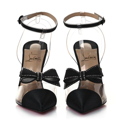 Christian Louboutin Satin Patent PVC Naked Bow 100 Pumps 38 Black 2 of 9