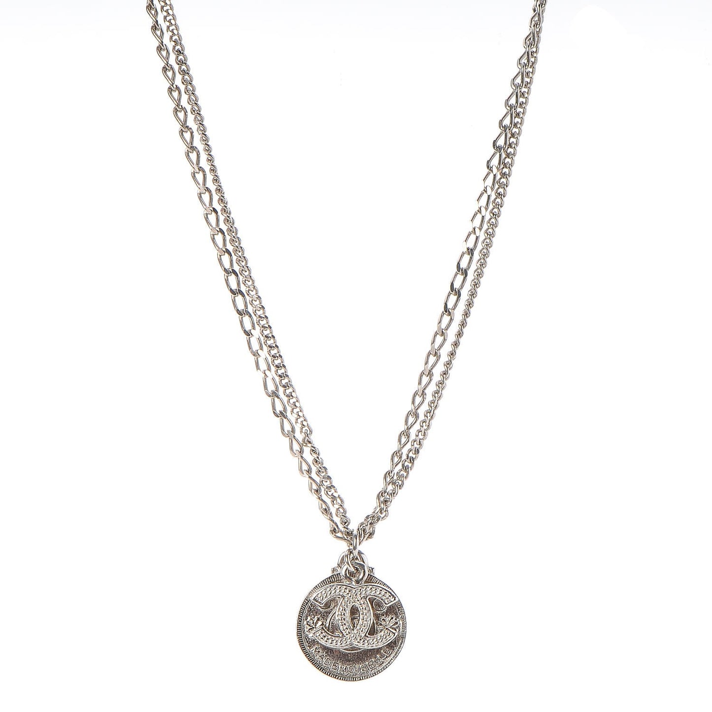 CC Coco Mademoiselle Coin Necklace Silver