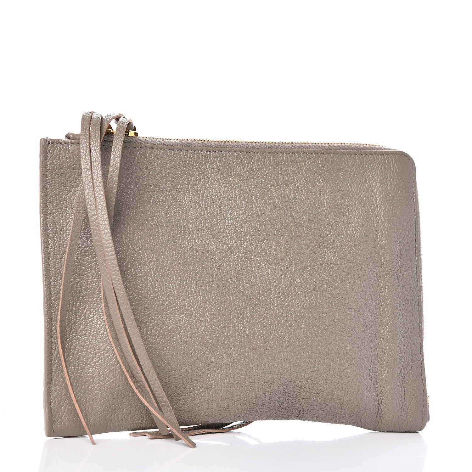 Balenciaga Chevre Gold Metallic Edge Hardware Pouch Gris Taupe 3 of 9