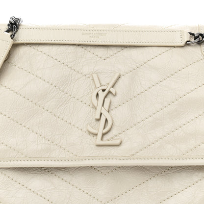 Saint Laurent Crinkled Calfskin Matelasse Monogram Medium Niki Chain Satchel Crema Soft 8 of 10