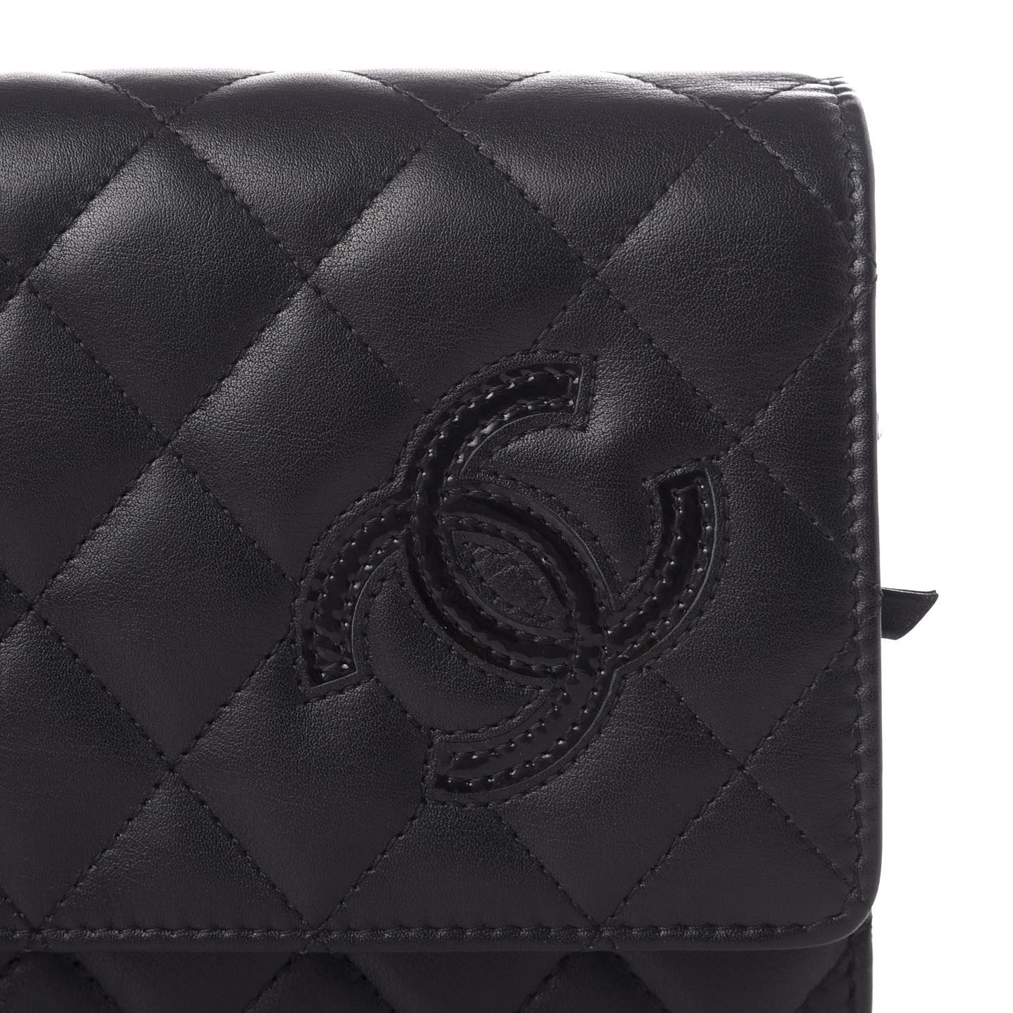 Calfskin Quilted Wallet On Chain WOC Black