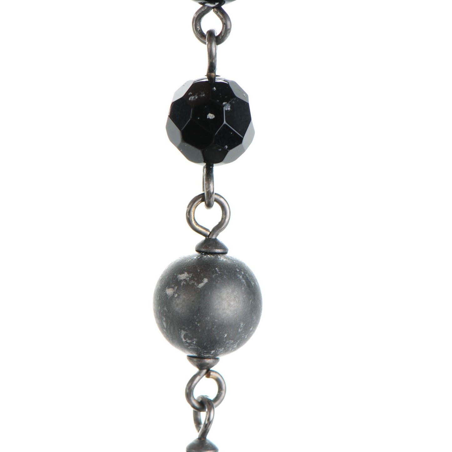 Ruthenium Bead CC Long Necklace Black