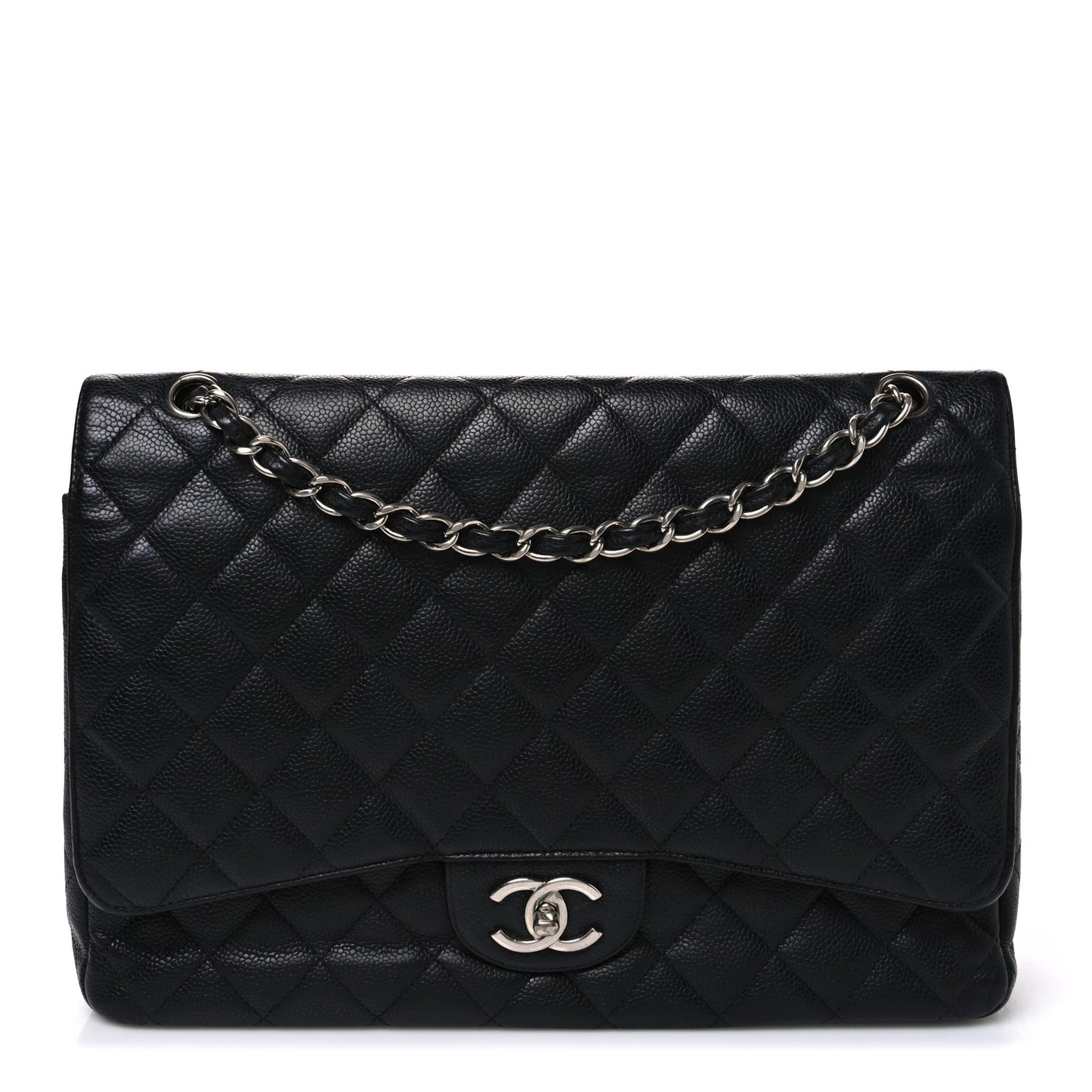 Caviar Quilted Maxi Double Flap Black