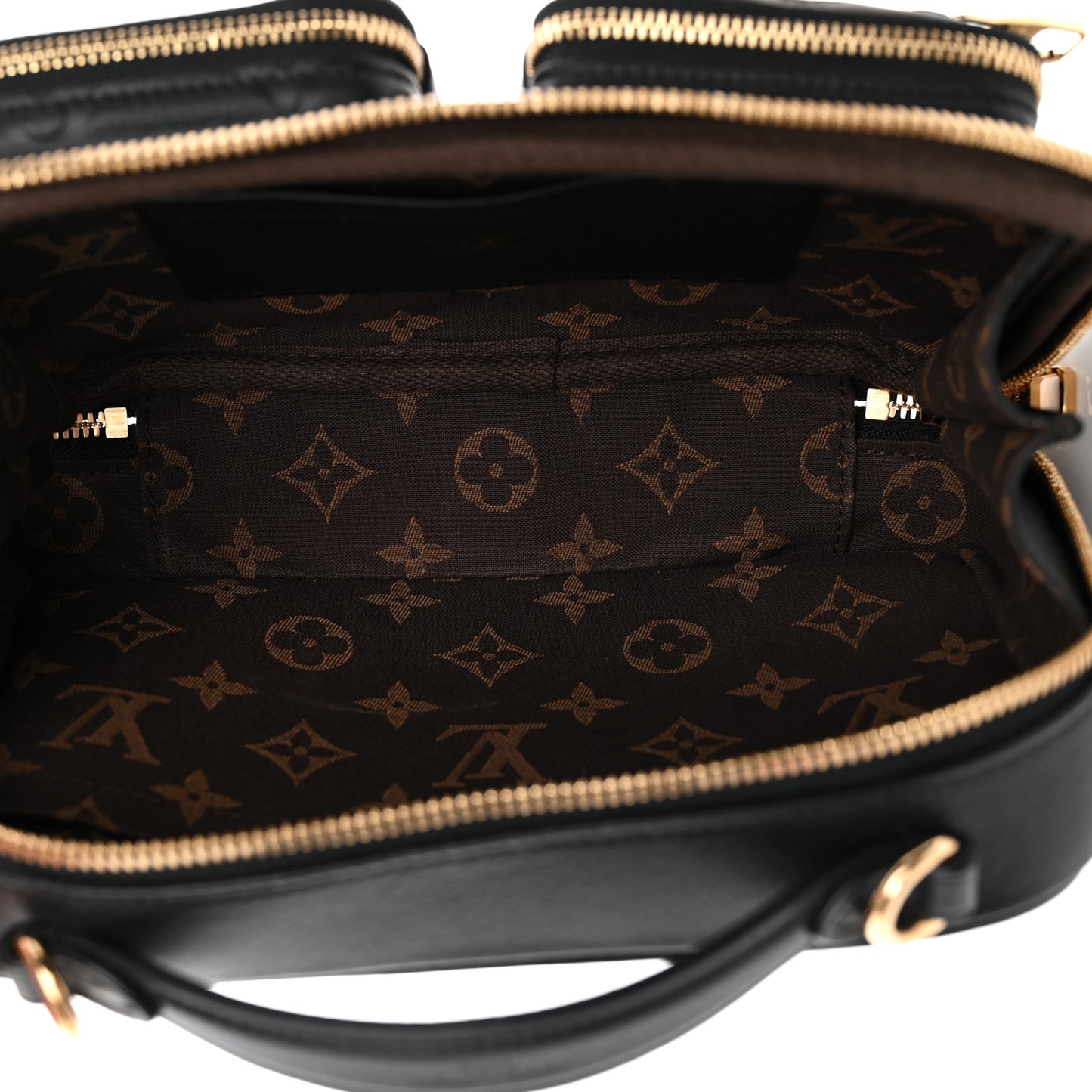 Calfskin Monogram Embossed Utility Crossbody Black