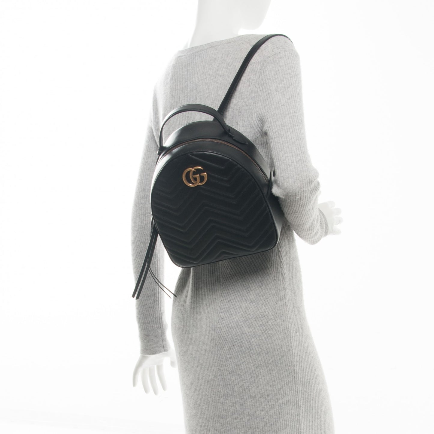 Calfskin Matelasse GG Marmont Backpack Black