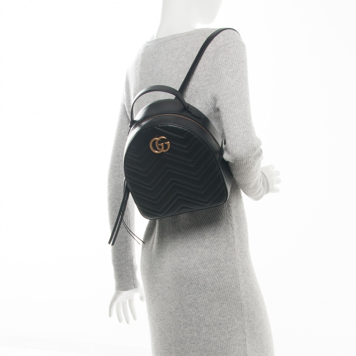 Gucci Calfskin Matelasse GG Marmont Backpack Black 2 of 7