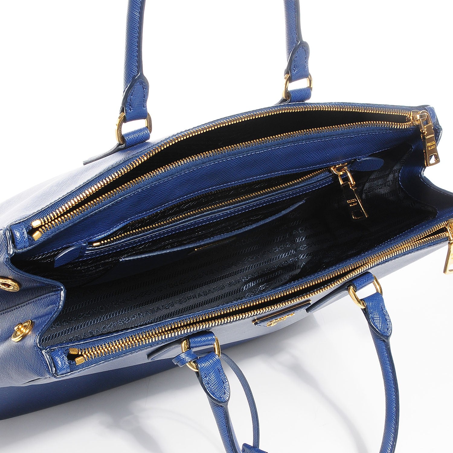 Prada Saffiano Lux Large Double Zip Tote Bluette 9 of 13