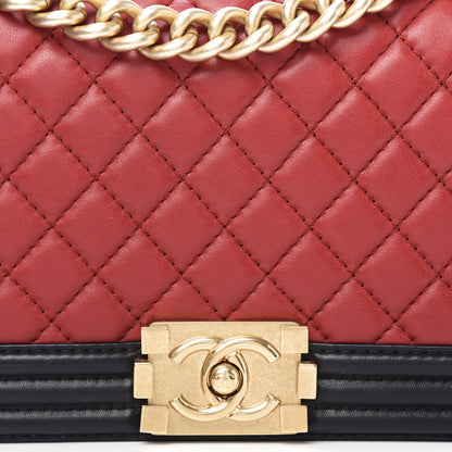 Chanel Lambskin Quilted Medium Boy Flap Red Black 11 of 11
