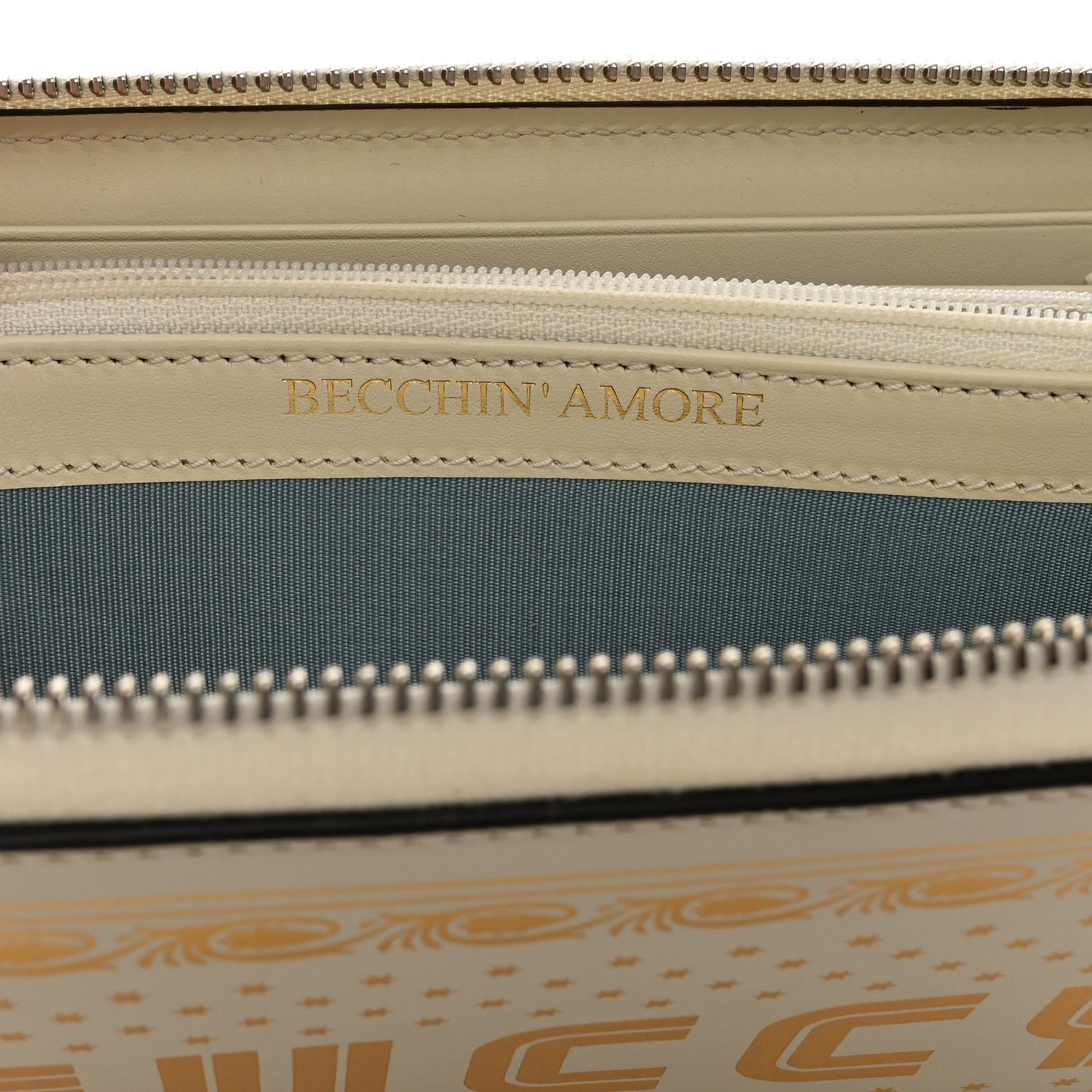 X SEGA Calfskin GUCCY Stars Zip Around Wallet Mystic White Gold