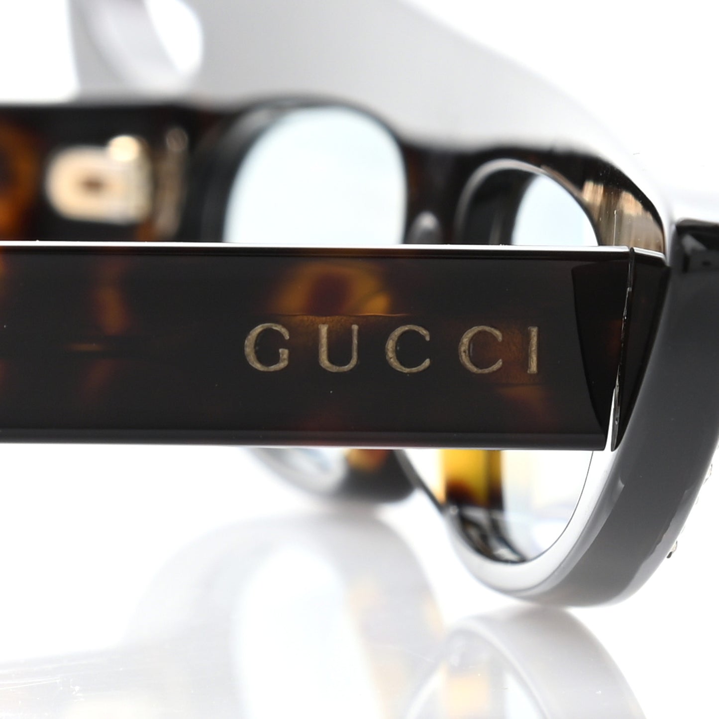 Acetate Asymmetrical Crystal Sunglasses GG0240S Havanna