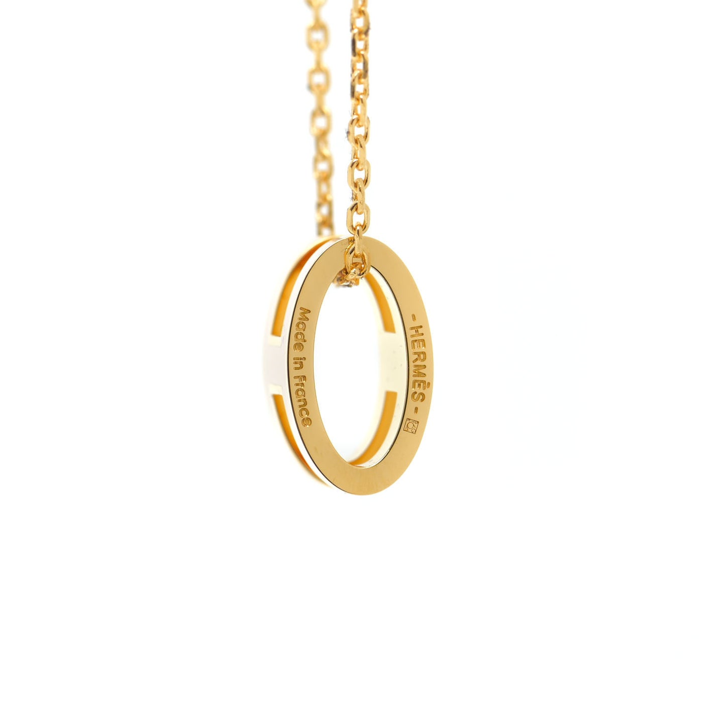 Lacquered Gold Pop H Pendant Necklace Rose Dragee