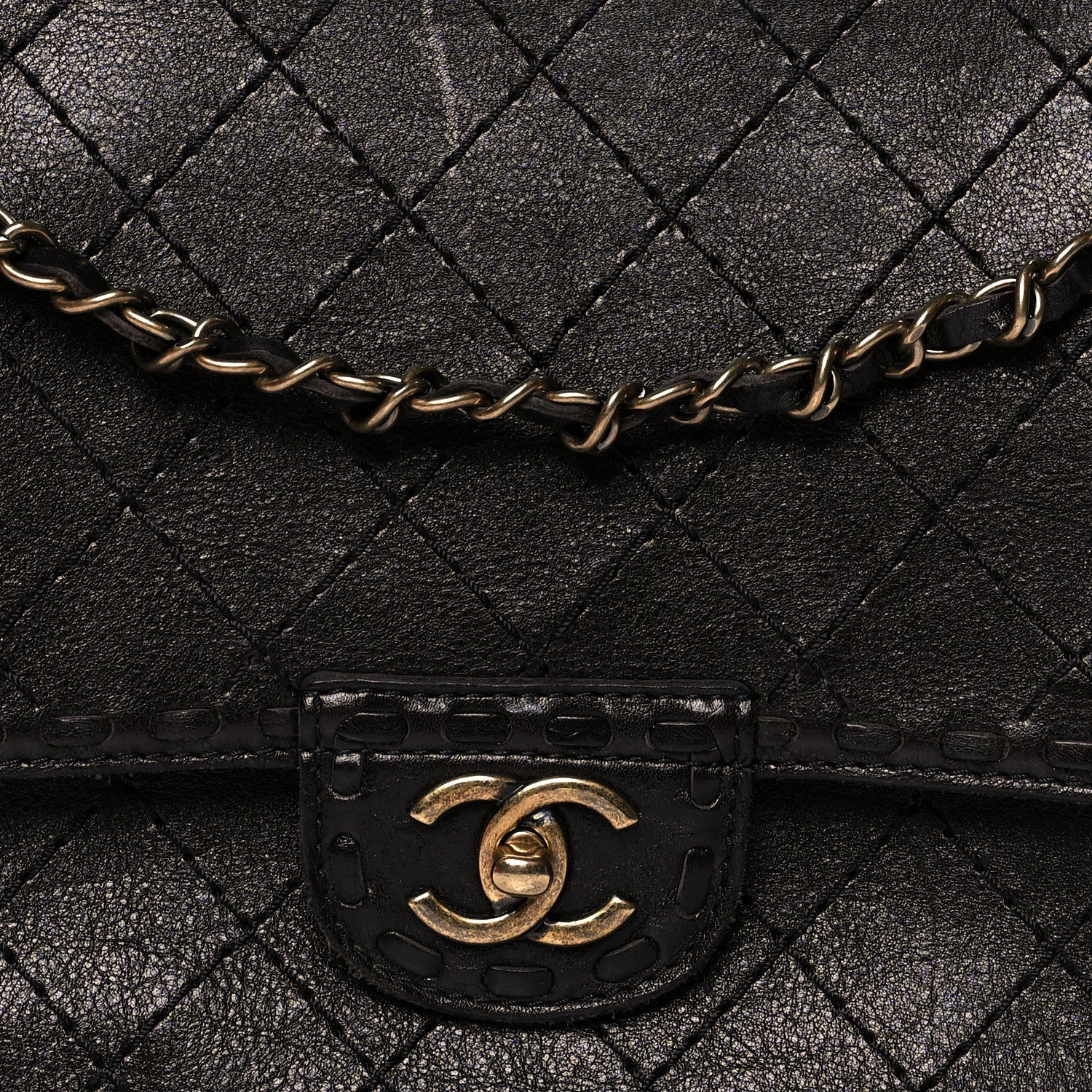 Chanel Calfskin Stitched Large Vintage Flap Dark Brown 8 of 10