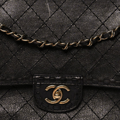 Chanel Calfskin Stitched Large Vintage Flap Dark Brown 8 of 10
