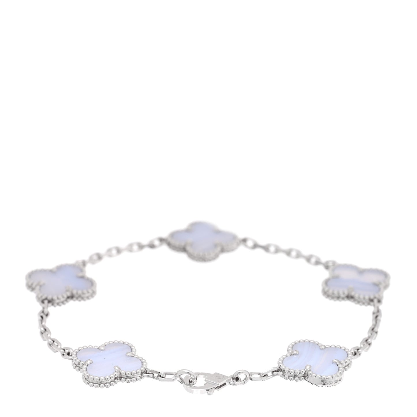 18K White Gold Chalcedony 5 Motifs Vintage Alhambra Bracelet