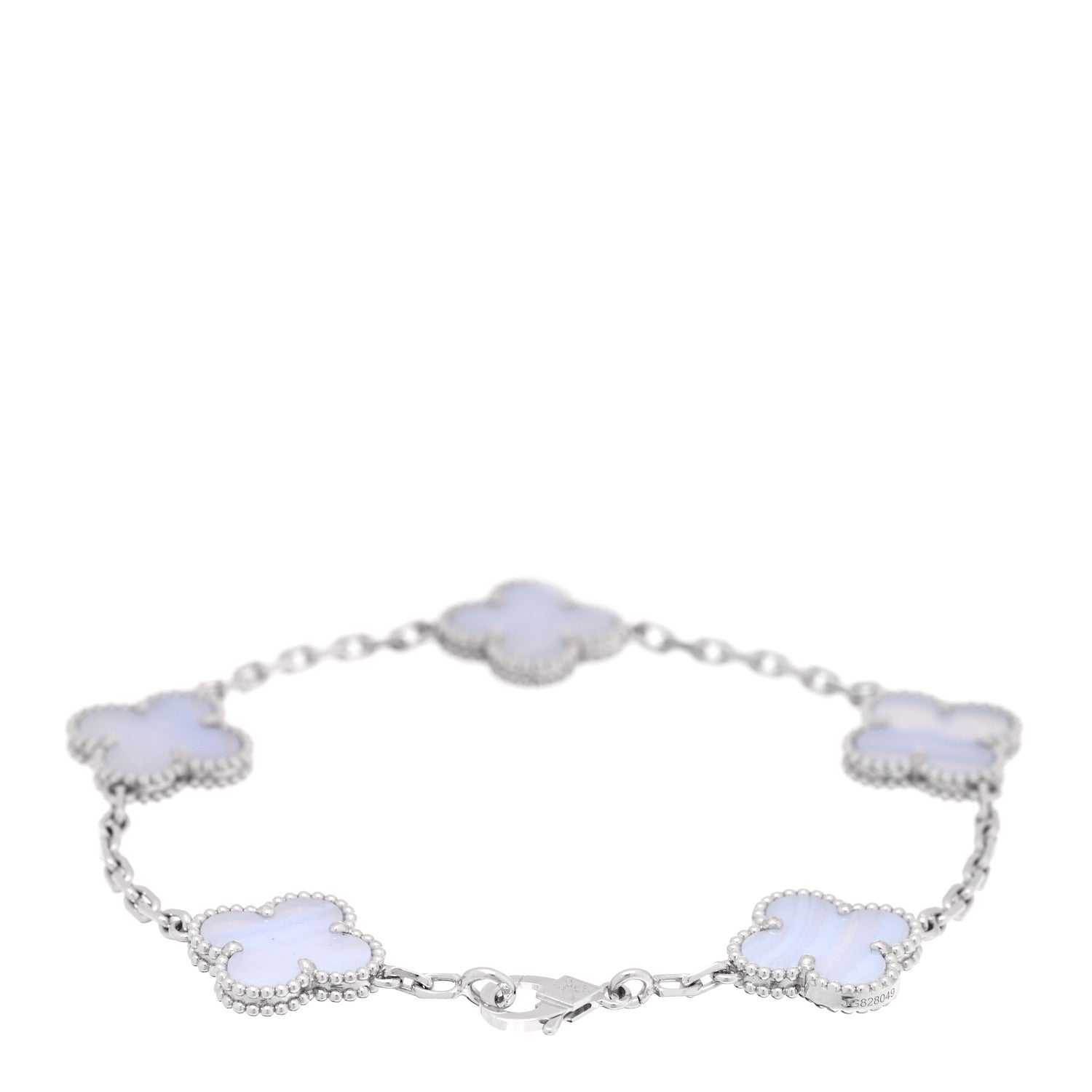 Van Cleef & Arpels 18K White Gold Chalcedony 5 Motifs Vintage Alhambra Bracelet 2 of 4