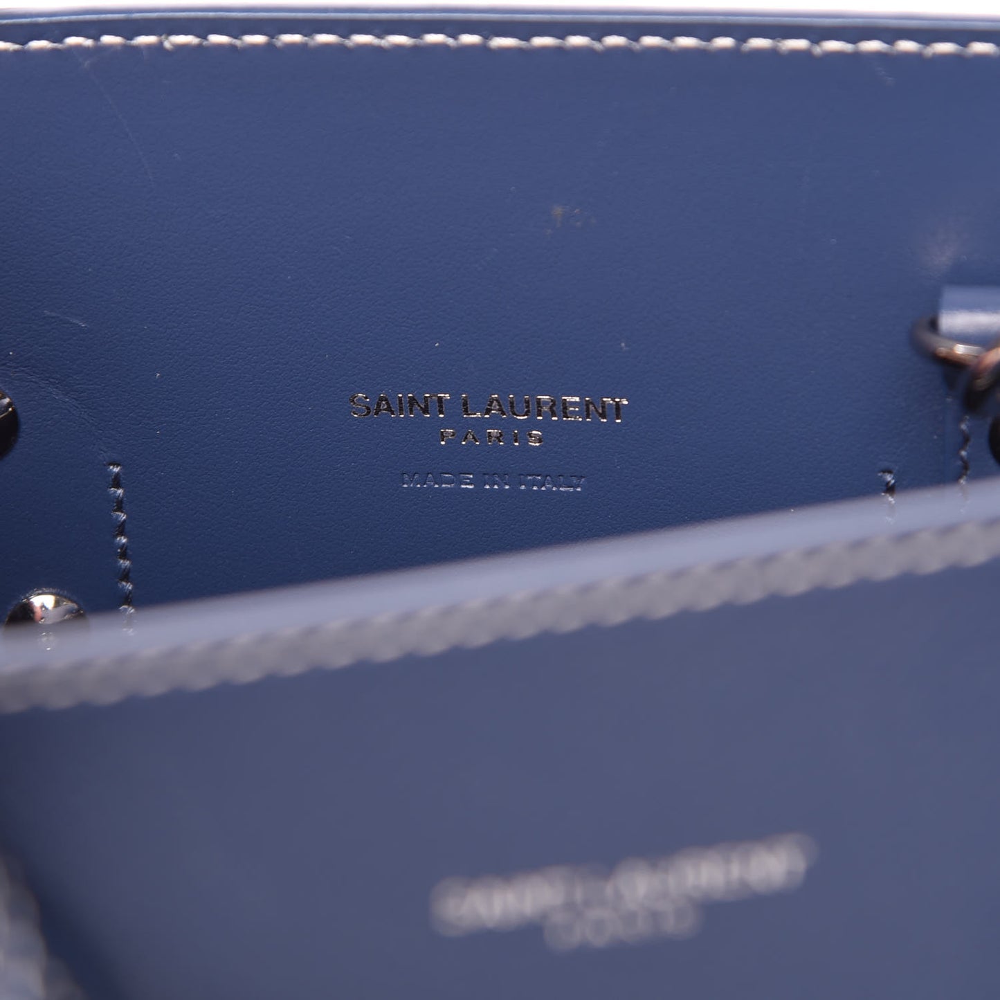 Grained Calfskin Topstitch Baby Sac De Jour Denim