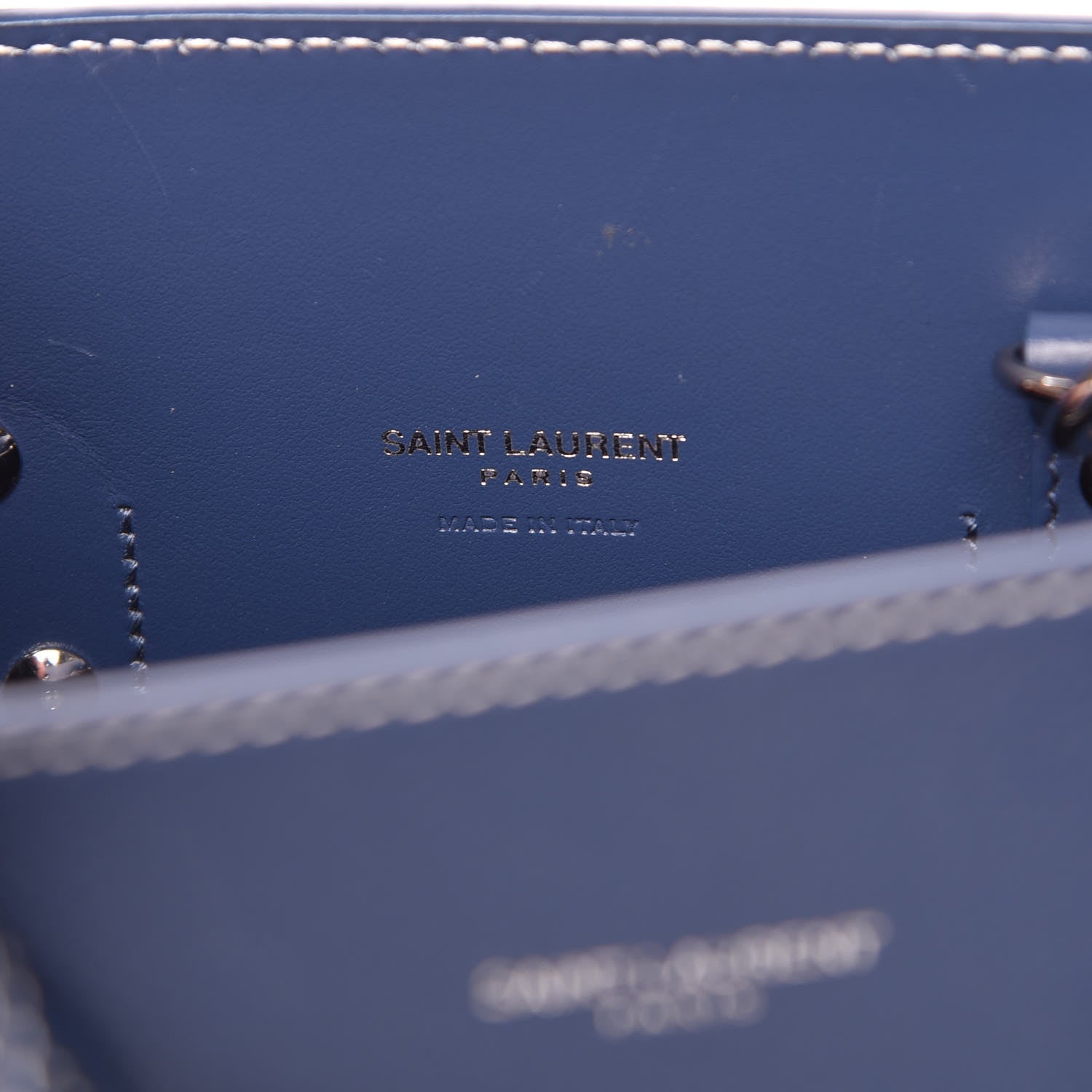 Saint Laurent Grained Calfskin Topstitch Baby Sac De Jour Denim 7 of 15