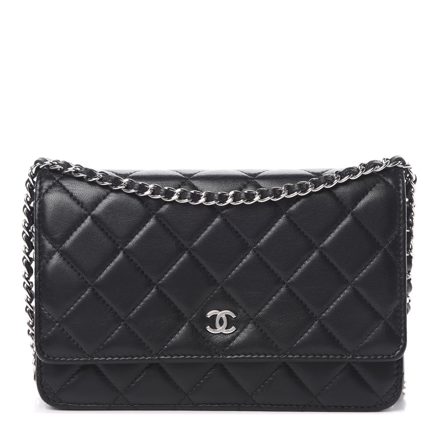 Chanel Lambskin Quilted Wallet On Chain WOC Black 1 of 14
